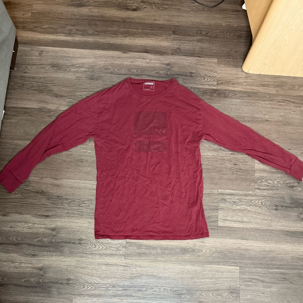Express Burgundy Graphic Long Sleeve Shirt (Men’s Medium)